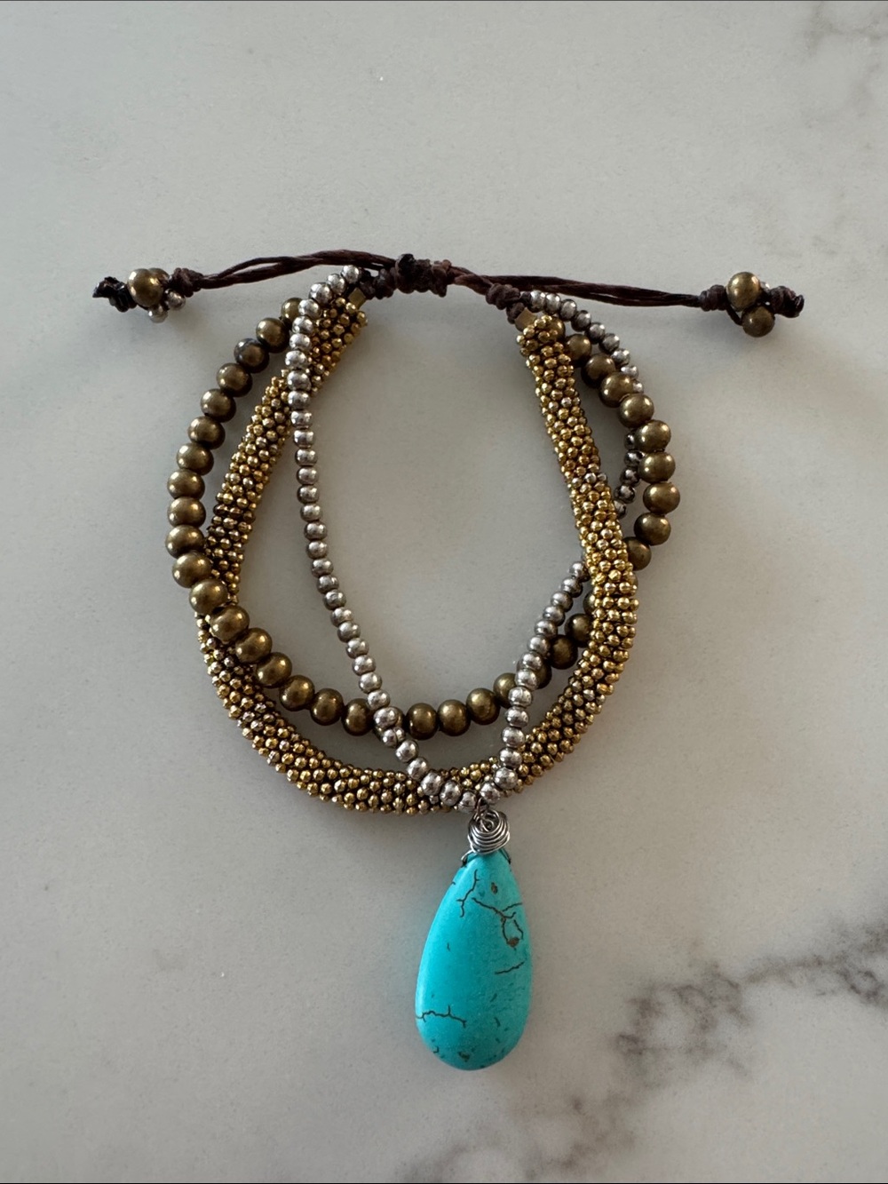 Turquoise Teardrop Multi-Strand Bracelet